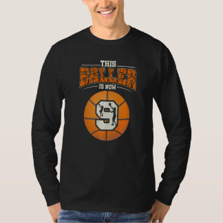Basketbal 9e verjaardag Meisje Jongen Ball 9 Jaar  T-shirt