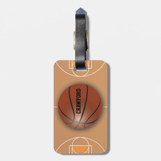 Basketbal aangepaste bagage label (Achterkant verticaal)