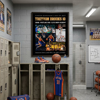 Basketbal Aangepaste Foto Collage Speler Nummer  Poster