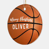 Basketbal Aangepaste Naam Vrolijk Kerstfeest Keramisch Ornament (Links)