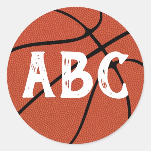 Basketbal aangepaste teamletters of speler nummers ronde sticker (Voorkant)