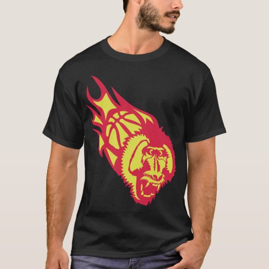 basketbal aap schreeuwt monkey basketball Fire T-shirt (Voorkant)