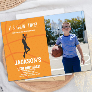 Basketbal Achtergrond Verjaardagsuitnodigingen met Kaart