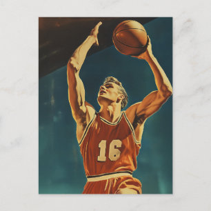 basketbal actie schot briefkaart