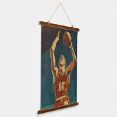  basketbal actie schot hangend wandkleed (Gebogen)