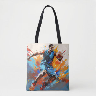 Basketbal Actie Sport Schilderen Abstract Art Deco Draagtas
