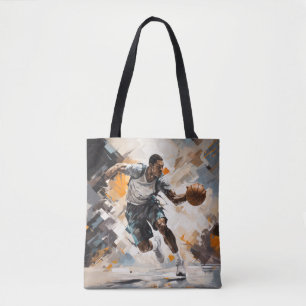 Basketbal Actie Sport Schilderen Abstract Art Deco Draagtas