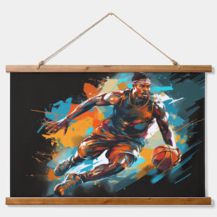 Basketbal Actie Sport Schilderen Abstracte Kunst Hangend Wandkleed