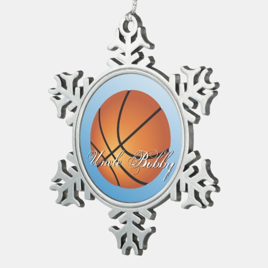 Basketbal Afbeelding 🏀 Monogram Budget Speciaal Tin Sneeuwvlok Ornament (Rechts)