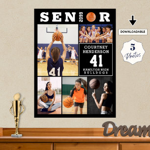 Basketbal Afstudeerfoto Collage 5 Poster