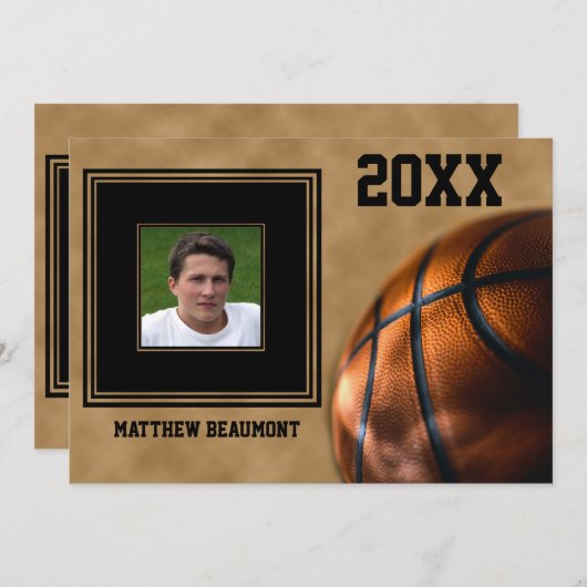 Basketbal Afstuderen aankondiging (Voorkant / Achterkant)