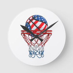 Basketbal Amerikaans Patriottisch 4 juli Amerikaan Ronde Klok