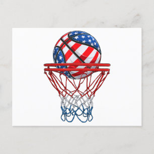 Basketbal Amerikaanse Patriottische 4 juli Amerika Feestdagenkaart