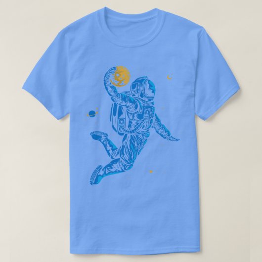 Basketbal Astronaut Dunking a Meteor T-shirt (Design voorkant)