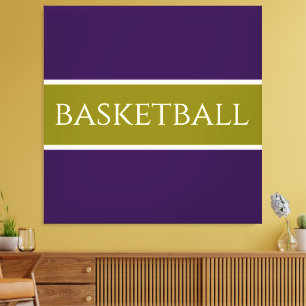 BASKETBAL Atletisch Paars Gouden Olijf Strepen Canvas Afdruk
