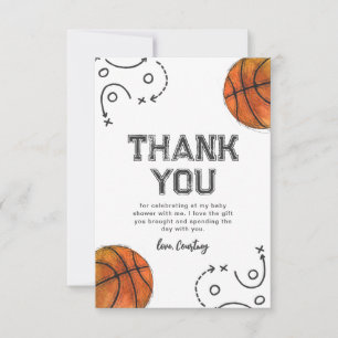 Basketbal Baby shower dank u kaarten