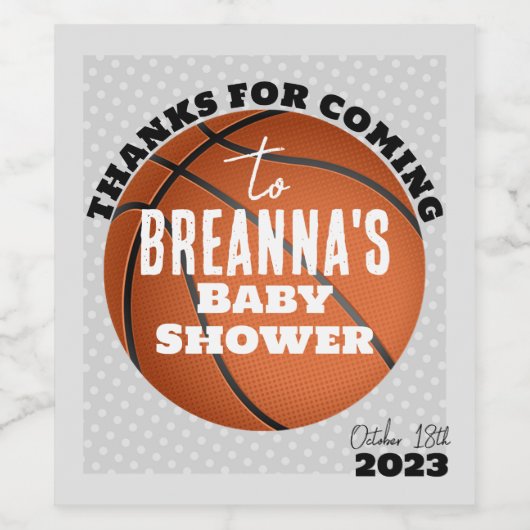 Basketbal Baby shower Party Wijn Etiket (Enkel label)