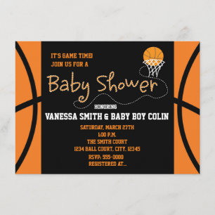 BASKETBAL BABY SHOWER Typografie Feest Uitnodiging