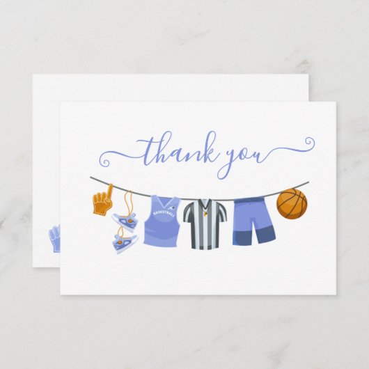 Basketbal Baby shower waslijn Bedankt Opmerking (Voorkant / Achterkant)