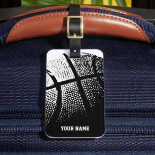 Basketbal bagage label met naam of monogram