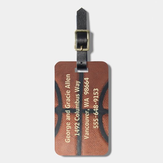 Basketbal Bagagelabel (Voorkant verticaal)