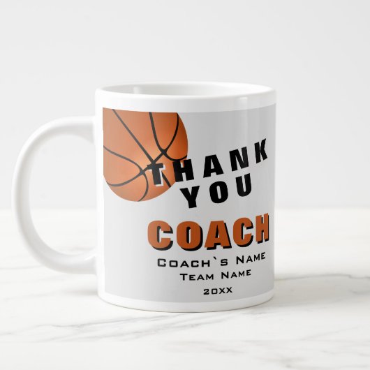 Basketbal Bal Dank je Coach  Extra Grote Beker (Links)