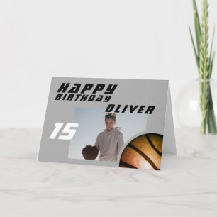 Basketbal Bal Jongen Foto Gelukkige Verjaardag Kaart