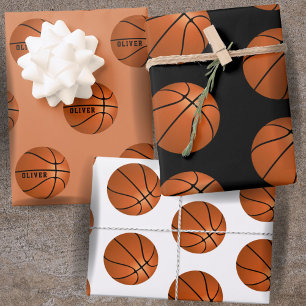 Basketbal Bal Patroon Kinderen Naam Verjaardag  Inpakpapier Vel