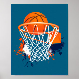 Basketbal Bal Ringen Speler Basketbal Coach  Poster