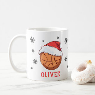 Basketbal Bal Santa Hoed Snowflake Naam Koffiemok