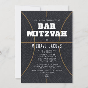 Basketbal Bar Mitswa uitnodiging sportthema