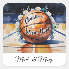 Basketbal bedankt met als thema Slam Dunk Vierkante Sticker