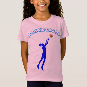 Basketbal Blau Font & Meisje T-Shirt