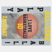 Basketbal Blauw Grijs Team Speler Naam Nummer Fleece Deken (Voorkant (Horizontaal))