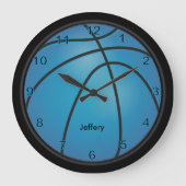 Basketbal | Blauw | Personaliseren Grote Klok (Voorkant)