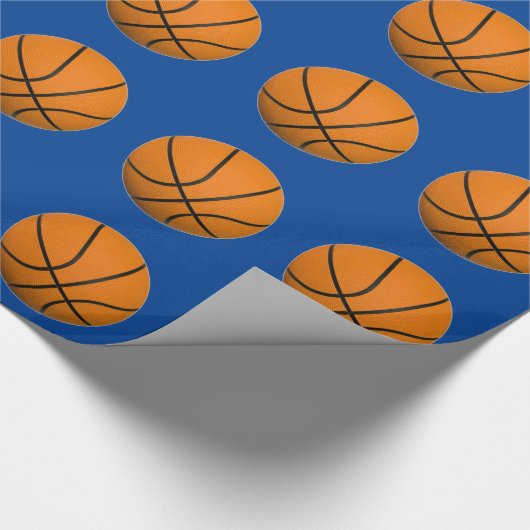 Basketbal Blauw Sinaasappel Cadeaupapier (Hoek)