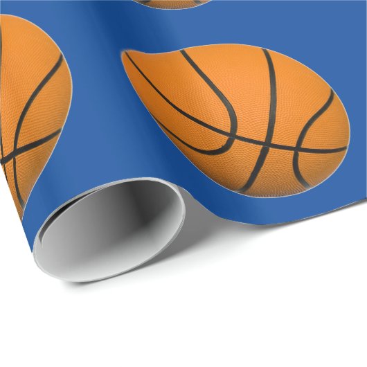 Basketbal Blauw Sinaasappel Cadeaupapier (Rol Hoek)