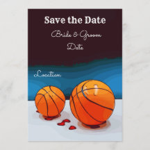 Basketbal bruiloft met liefde op blauwe achtergron