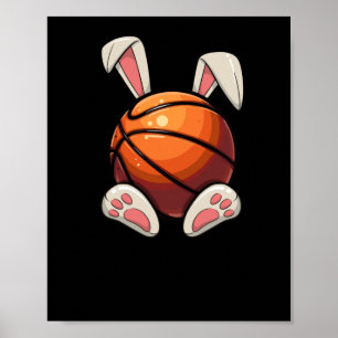 Basketbal Bunny Ears Kinder Paaseieren Hunt Poster