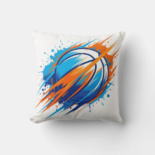 Basketbal cadeau voor vader sportfan blauwe oranje kussen