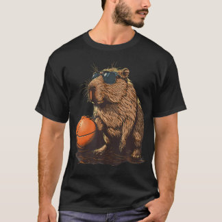 Basketbal Capybara Tekening Dieren Kunst Basketbal T-shirt