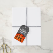 Basketbal Chalkboard Foto Verjaardag Cadeaulabel (Met Touw)