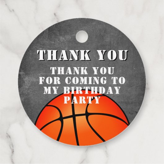 Basketbal Chalkboard Verjaardag Dank u Bedankjes Labels (Achterkant)