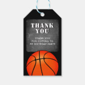 Basketbal Chalkboard Verjaardag Dank u Cadeaulabel (Voorkant)