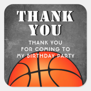 Basketbal Chalkboard Verjaardag Dank u Vierkante Sticker