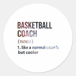 Basketbal coach als een normale coach, maar koeler ronde sticker