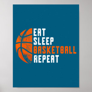 Basketbal Coach Eet Slaap Basketbal Herhaal Basket Poster