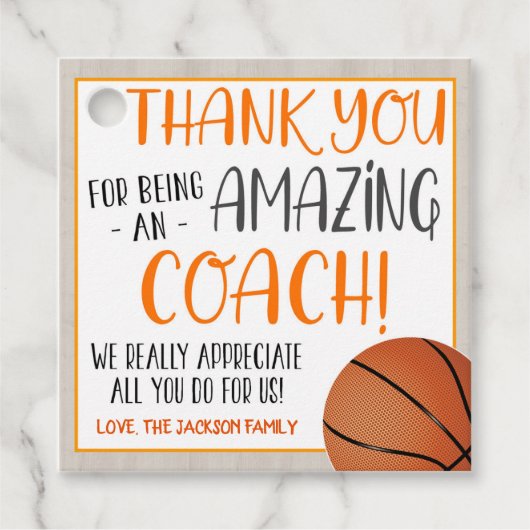 Basketbal Coach Gift Label (Voorkant)