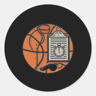 Basketbal Coach Klokkenspel Klembord Stopwatch Ronde Sticker