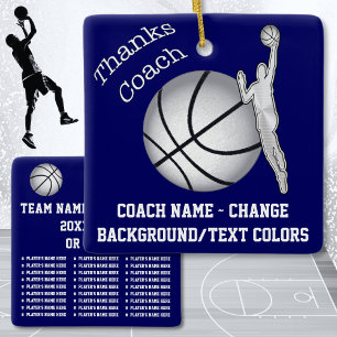 Basketbal Coach Ornament. Kleuren en tekst wijzige Keramisch Ornament